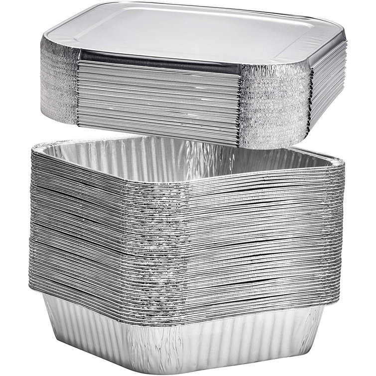 qing (10 Count) 8" Square Disposable Aluminum Cake Pans Foil Pans